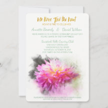 Pink Dahlia Flower post mariage invitation