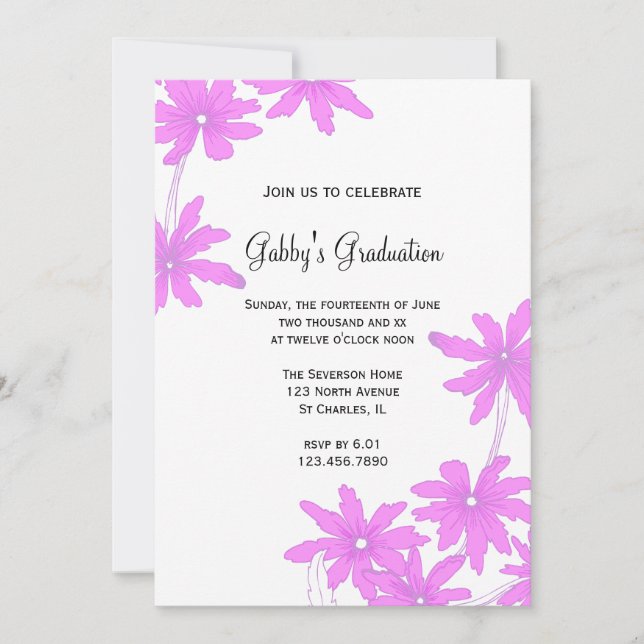 Pink Daisies Graduation Party Invitation (Devant)