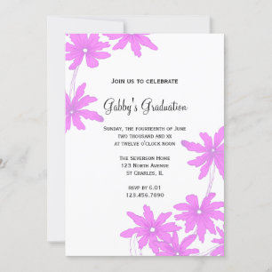 Pink Daisies Graduation Party Invitation
