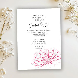 Pink Daisy Effet Floral Bridal Shower Invitation