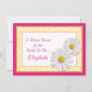 Pink Daisy Recette Thème Bridal Shower Invitation