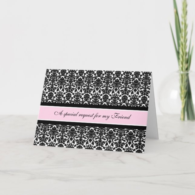 Pink Damask Ami Matron d'honneur Invitation (Devant)