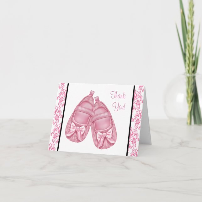 Pink Damask Satin Booties Baby Girl Merci (Devant)