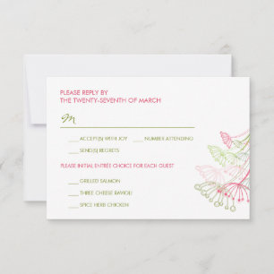 Pink Dandelions Flower Spring Wedding Carte RSVP