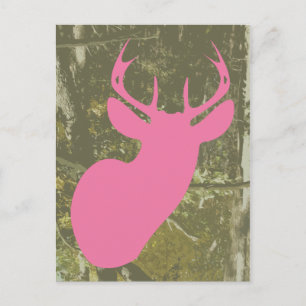 Pink Deer + Camo Anniversaire Carte postale Invita