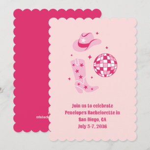 Pink Disco Cowgirl Invitation de la fête de bachel