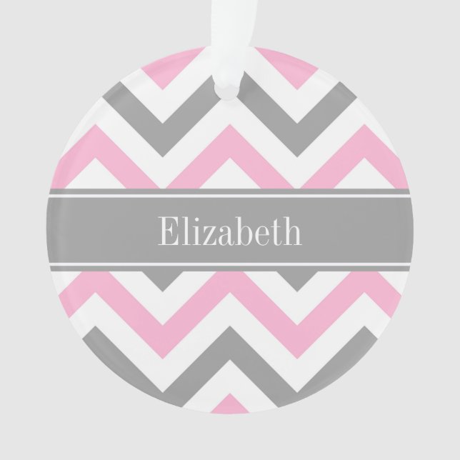 Pink Dk Gray White LG Chevron Gray Name Monogram (devant)