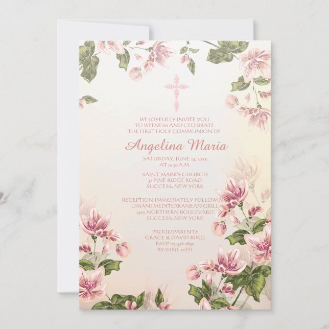 Pink Dogwoods Invitation religieuse (Devant)