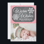 Pink Dot Chalkboard Snowflake Carte photo de vacan<br><div class="desc">Ajoutez votre photo de famille ou votre photo de famille préférée ou votre photo de Noël à ce carte photo de vacances à thème doux, moderne et joli hiver avec deux flocons de neige sur un arrière - plan de tableau noir et un motif pointu rose chaud. Il dit Warm...</div>