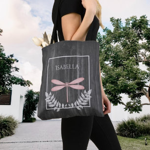 Pink Dragonfly Rustic Sac fourre-tout personnalisé