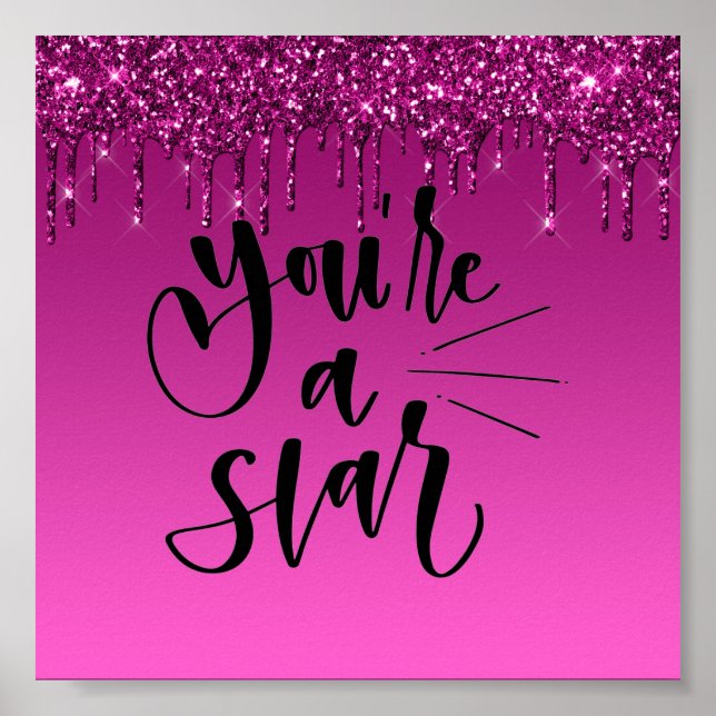 Pink Dripping Glitter Inspirational Poster (Devant)