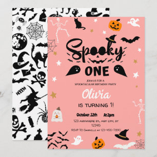 Pink Éffrayant Un Halloween Invitation Anniversair