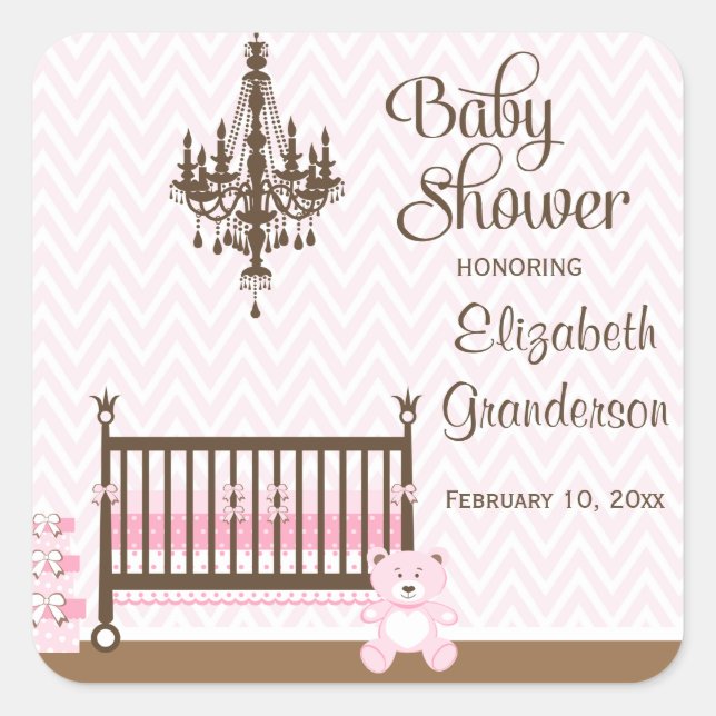 Pink élégant bébé bébé autocollants de douche fill (Devant)