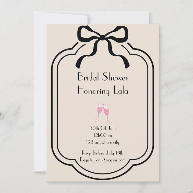 Pink elegant bridal shower invitation (Devant)