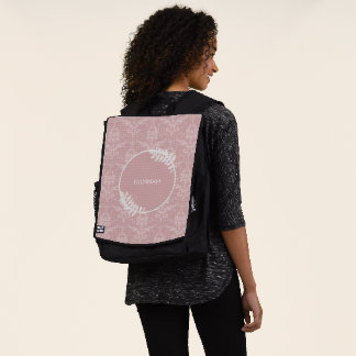 Pink Elegant Damask Sac à dos personnalisé