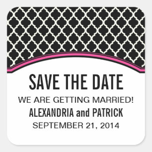 Pink Elegant Quatrefoil Enregistrer Stickers Date