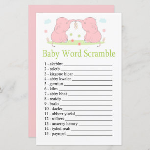 Pink Elephant Baby jeu de mots scramble