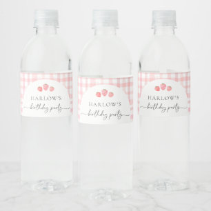Pink En vichy Birthday Water Bottle Étiquette
