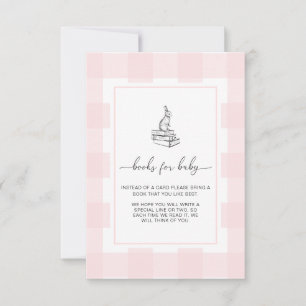 Pink En vichy Bunny Books Demande de carte d'inser