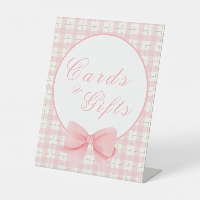 Pink En vichy Carte & Baby shower cadeau Panneau (Recto)