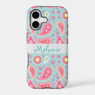 Pink et Blue Paisley iPhone Monogramme personnalis