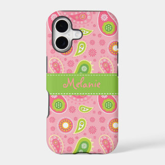 Pink et Green Paisley iPhone Monogramme personnali