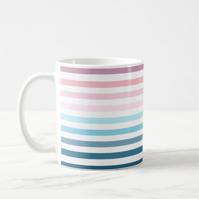 Pink Et Navy Blue Stripes Café Mug (Gauche)