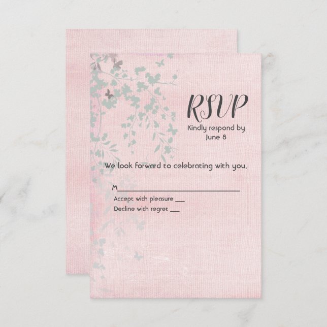 Pink et Silver Leaf RSVP (Devant / Derrière)