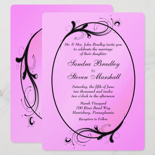 Pink Fairytale Faire-part de mariage (Devant / Derrière)