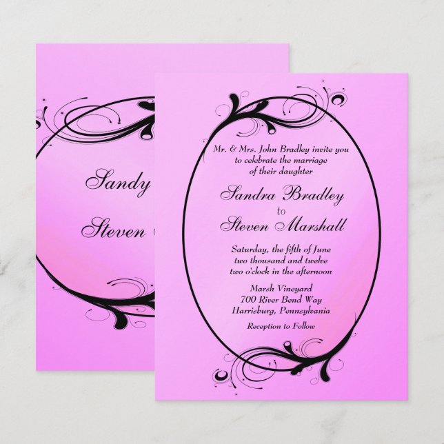 Pink Fairytale Faire-part de mariage (Devant / Derrière)