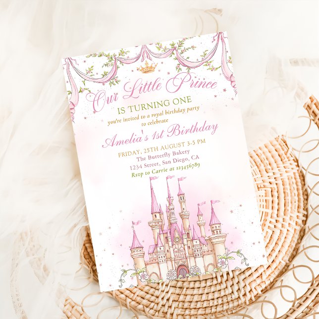 Pink Fairytale Princess Castle Invitation Annivers (Créateur téléchargé)