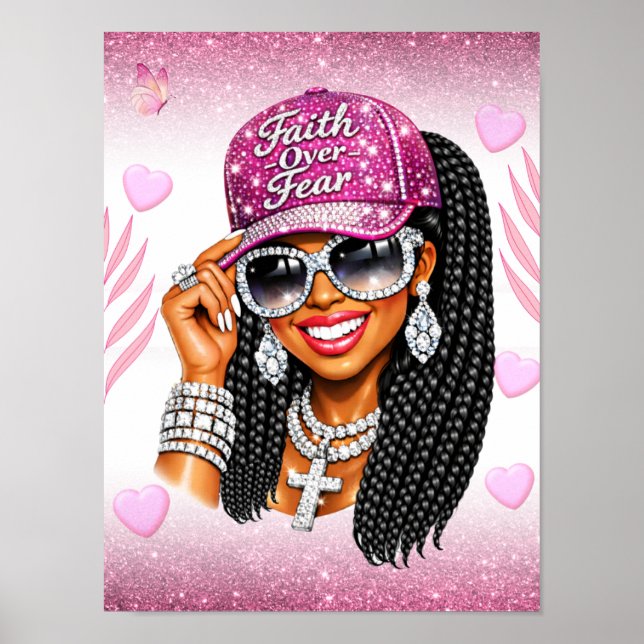 Pink Faith Over Fear Poster  (Devant)