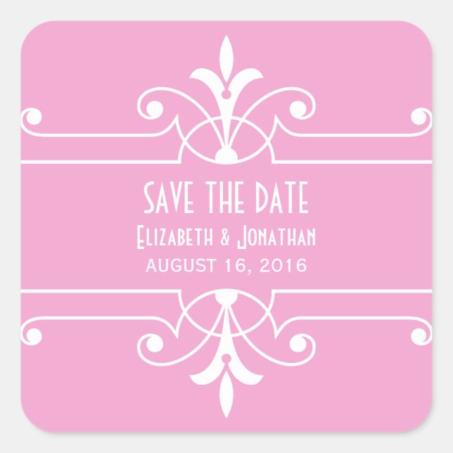 Pink Fancy Ornamental Enregistrer Stickers Date (Devant)