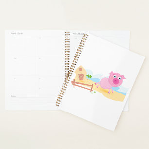 Pink Farm Pig Spiral Planner