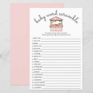 Pink Farmers Marché Baby shower Word Scramble Jeu