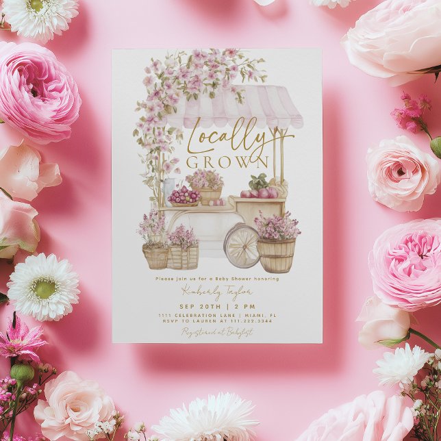 Pink Farmers Market Farm Baby Shower Invitation (Créateur téléchargé)