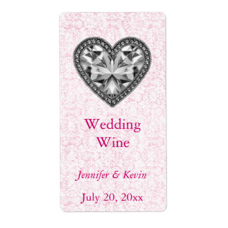 Pink Faux Bijoux Mariage Mini Étiquette à vin