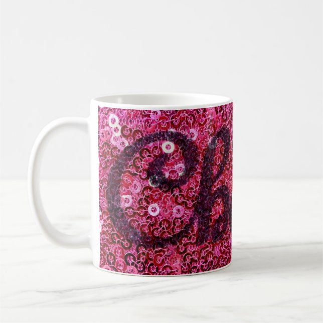 Pink Faux Sequins Chefs Café Mug (Gauche)