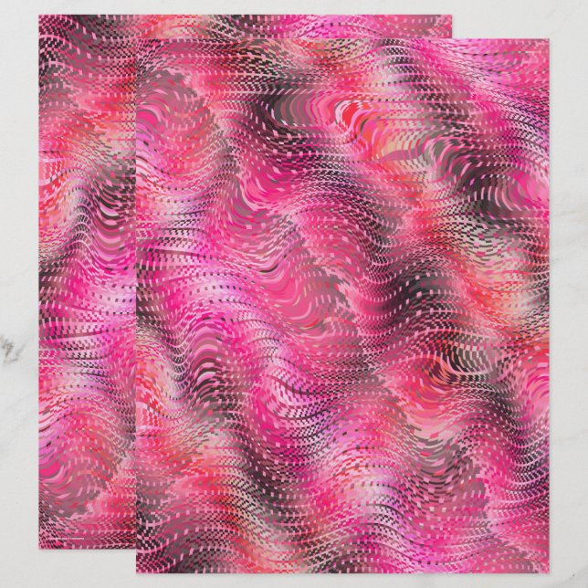 Pink Faux Snakeskin Scrapbook Paper 2-Sided Page (Devant / Derrière)