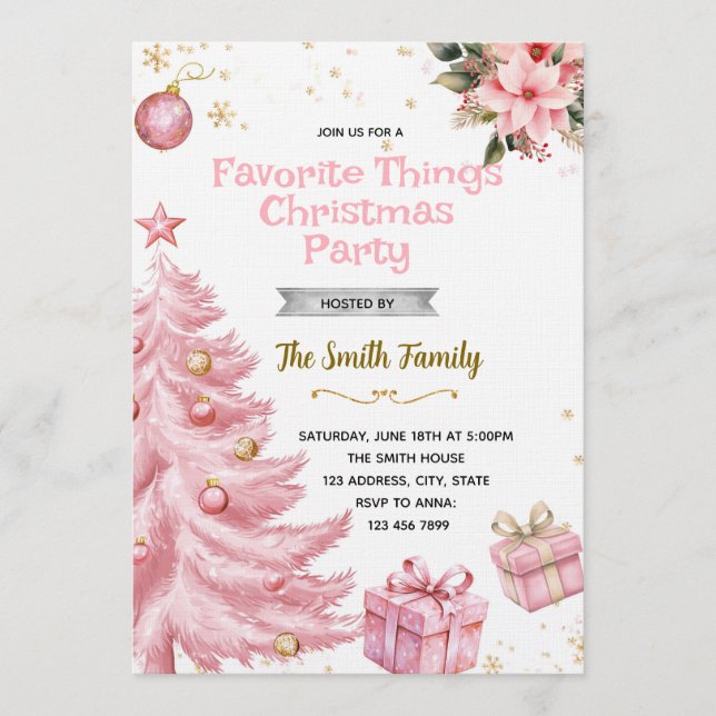 Pink Favorite Things Party Invitation (Devant)