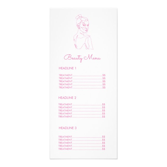 Pink Femme Line Dessin Beauté Menu Entreprise (Devant)