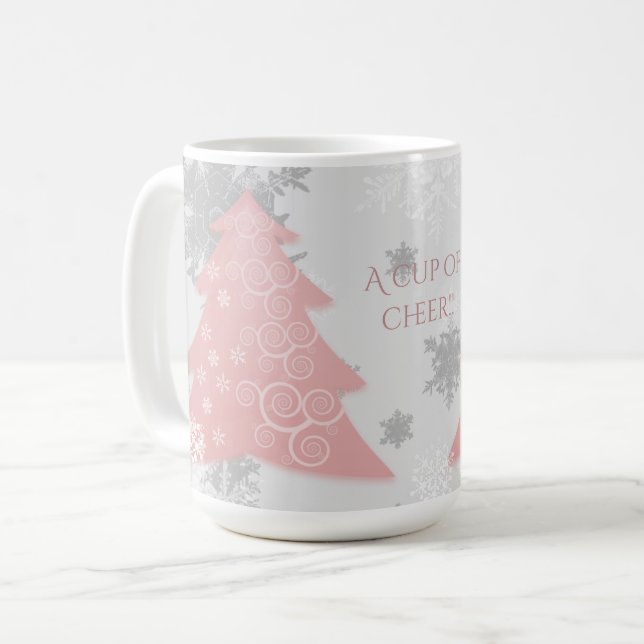 Pink Festive Arbre de Noël Café Mug (Devant gauche)