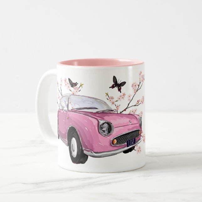 Pink Figaro coffee mug - koffiemok theemok roze (Devant gauche)