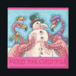 Pink Flamant rose Snowman CHRISTMAS MAGNET<br><div class="desc">Les Flamants roses Roses Font Des Snowmen Roses. "MERRY PINK CHRISTMAS" FLAMANT ROSE ROSE SNOWMAN CHRISTMAS MAGNET Carré Susan Brack</div>