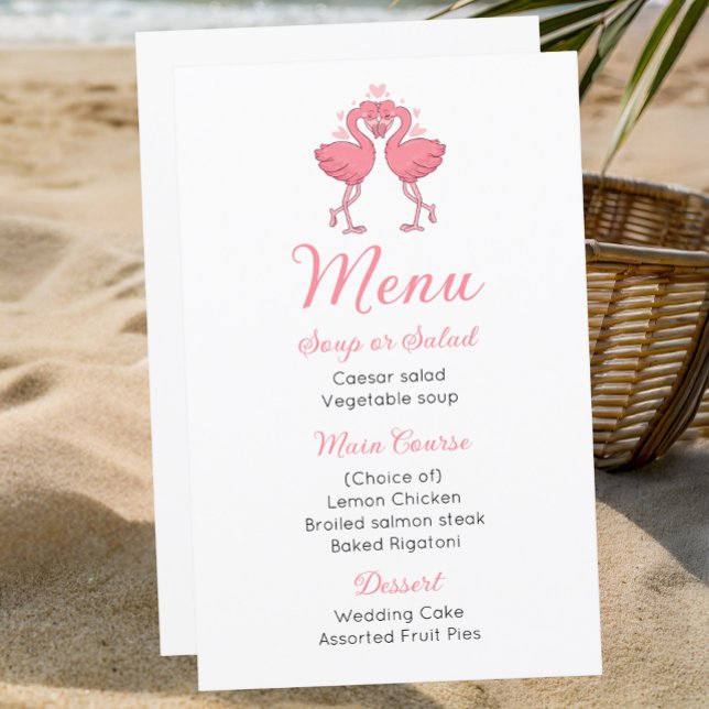 Pink Flamingo Tropical Beach Hawaiian Wedding Menu (Créateur téléchargé)