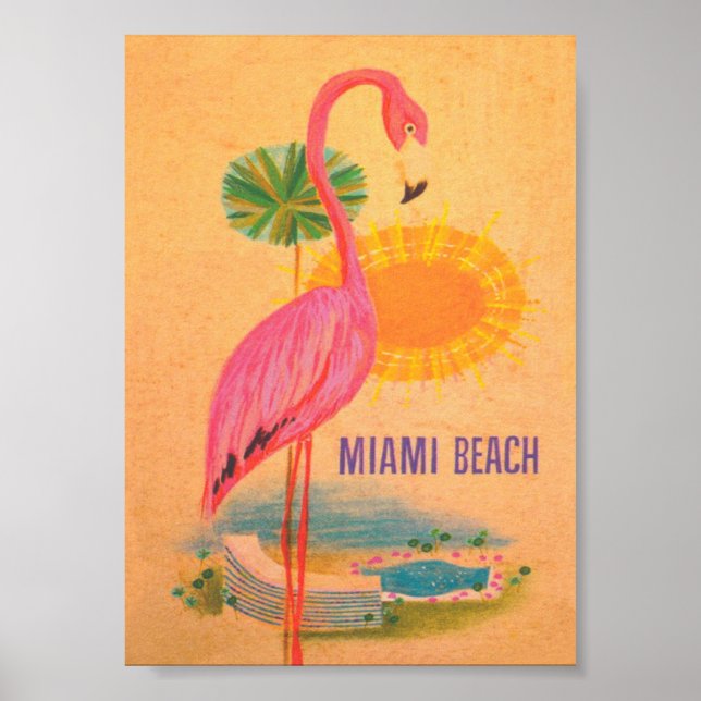 Pink Flamingo Vintage Travel Poster (Devant)