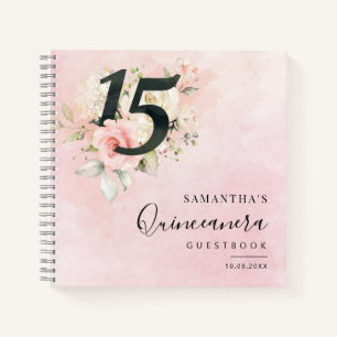 Pink Floral 15e anniversaire Script Party Livre d'