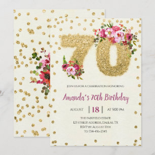 Pink Floral 70e anniversaire Invitation