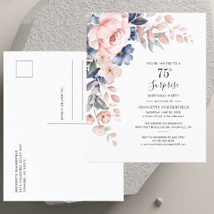 Pink Floral 75e Invitation d'anniversaire surprise
