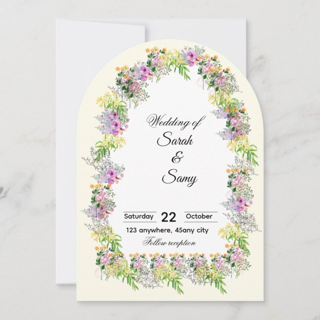 Pink Floral Arch Wedding Invitation  (Devant)